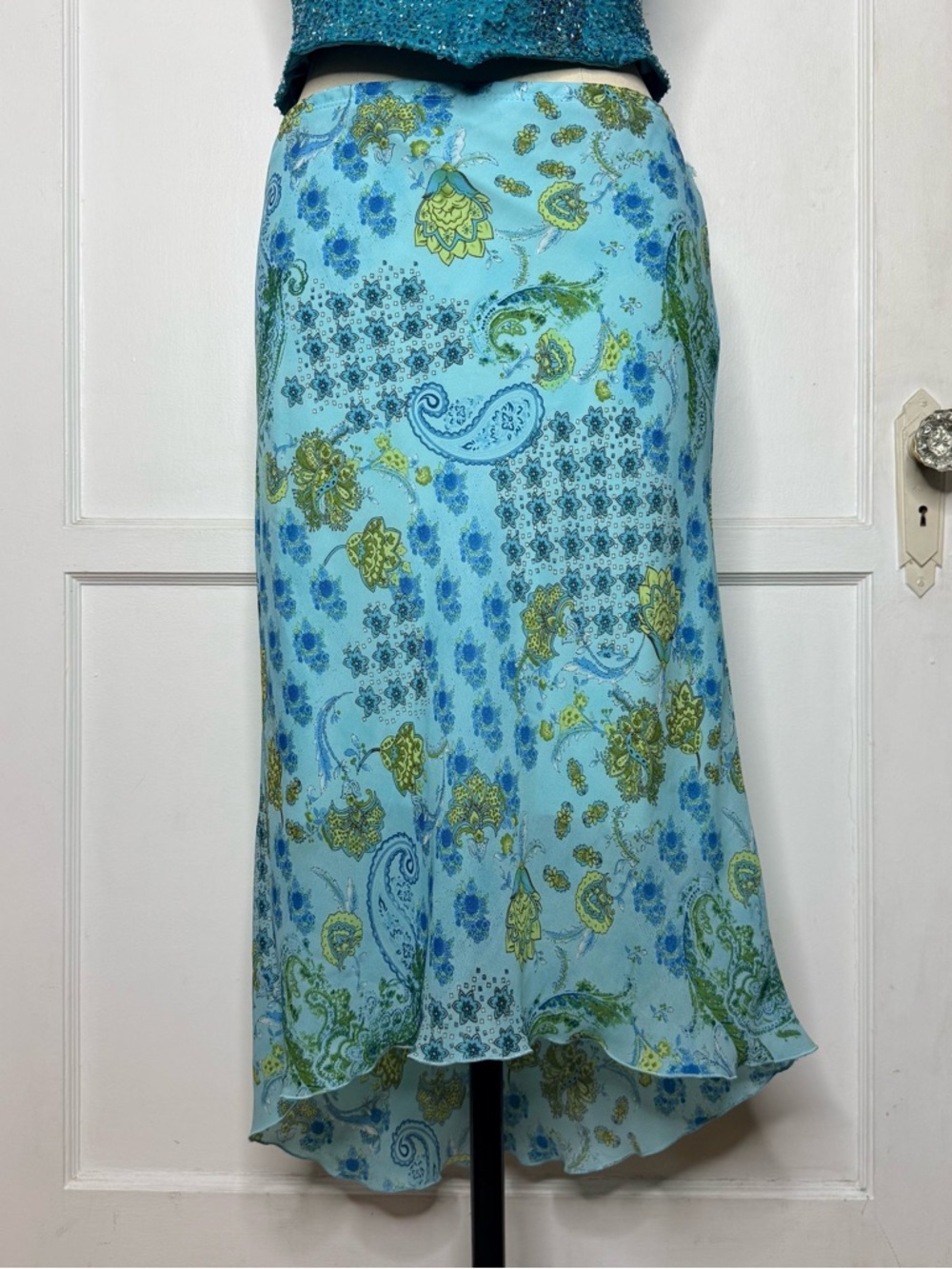 My Michelle blue floral midi skirt